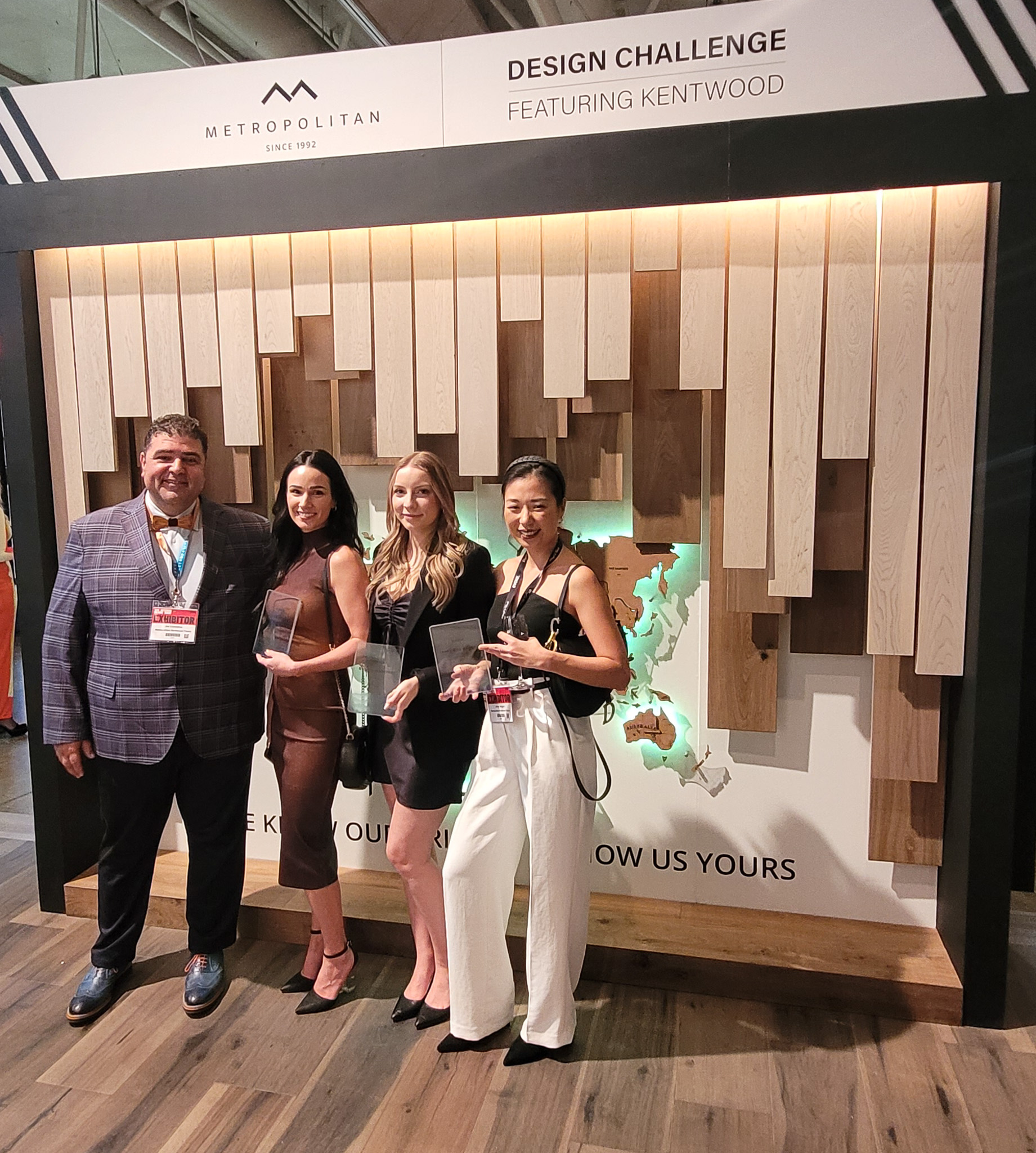 Joe Cosentino, Metropolitan Builder Commercial Business Manager for Eastern Canada with Design Challenge winners Gigi Lombardo-Dybalski, Natalie Guberney and Jenny Bae Huggon of Sheridan College